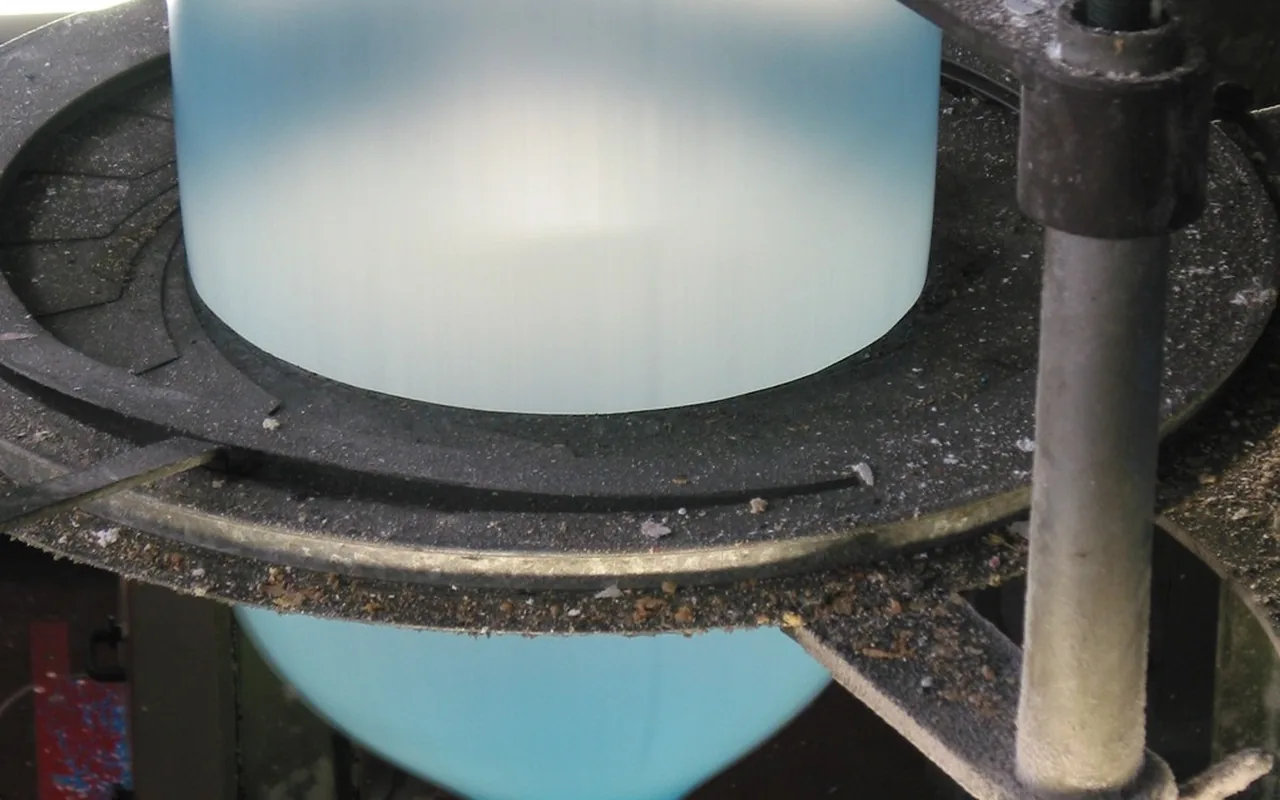 Blown-film extrusion used in plastic film production.